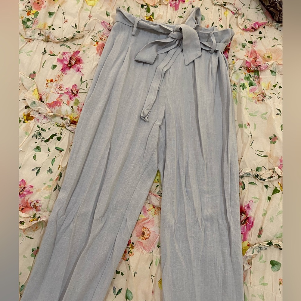Sadie & Sage Soft Blue Tie-Waist Trousers